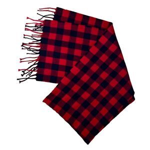 J.Crew Holiday Buffalo Plaid 100% Red & Black Wool Scarf